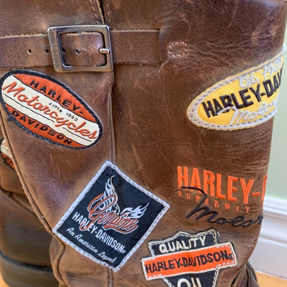 Harley-Davidson Brown Leather Boots with Patches - Picture 2 of 4